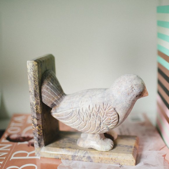 Matching Soapstone Bird Bookend Hand Carved Warm Purple - Picture 6 of 7